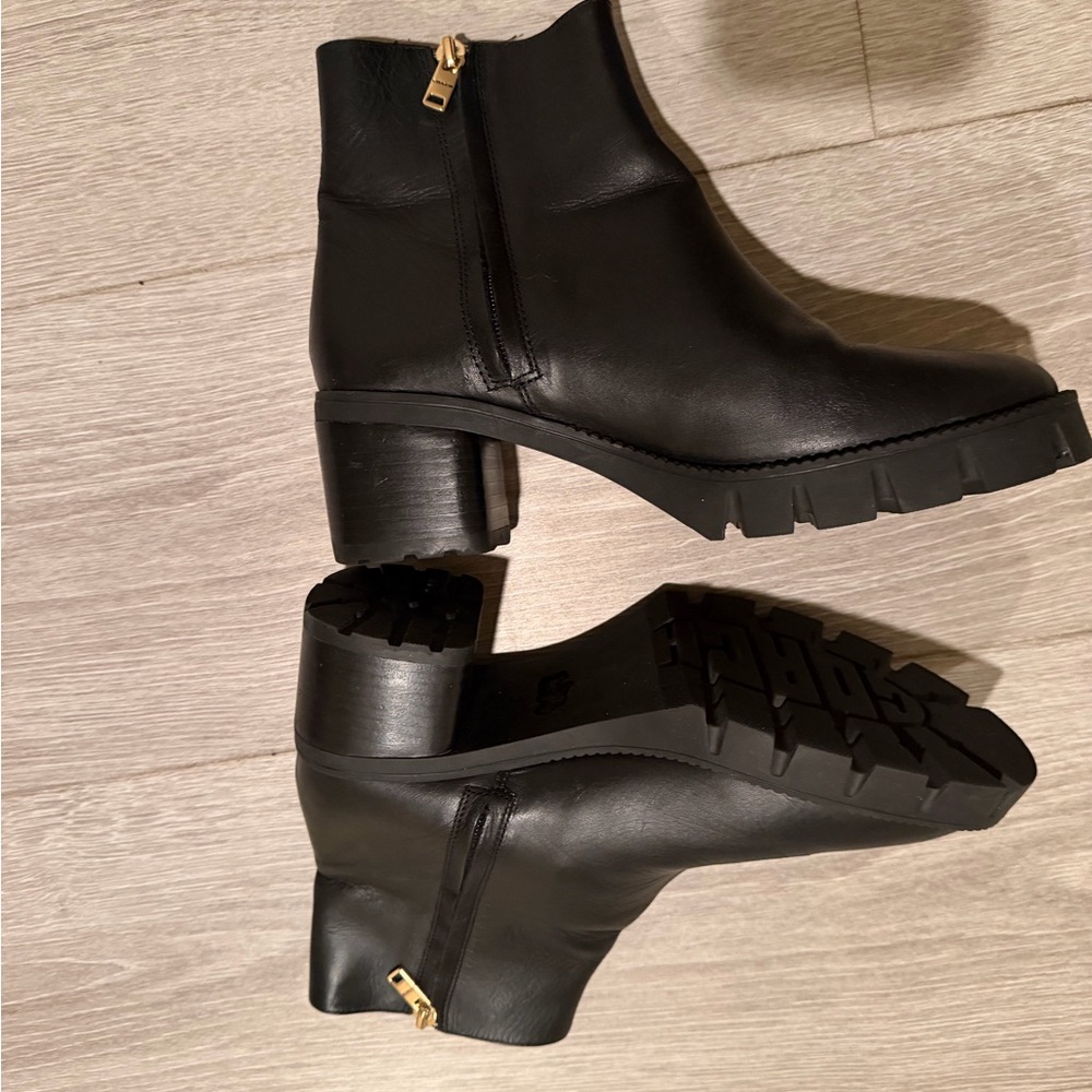 NWOT Coach “Chrissy” Black Leather Heeled Ankle Booties Size 7 - Picture 12 of 13